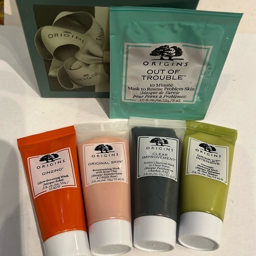 NEW Origins Mini Mask Set 5 piece Ginzing Original Skin Clear Improvements